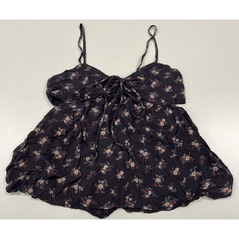 Women's American Eagle Floral Flowy Tank Top With Side Cutouts, Medium